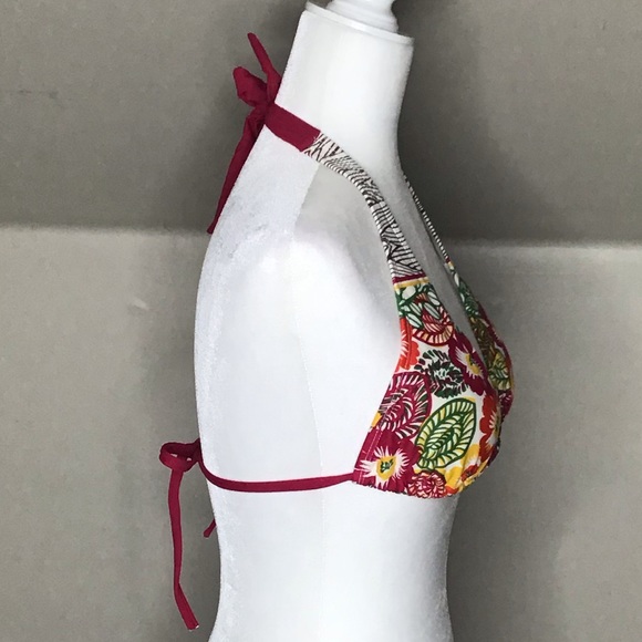 Athleta Bikini Top Triangle Burgandy Multi Floral - Picture 5 of 7
